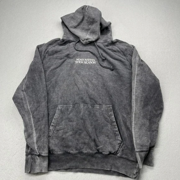 Noah Kahan Stick Season Hoodie Charcoal Grey Mineral Wash Size Large Concert - Picture 2 of 8